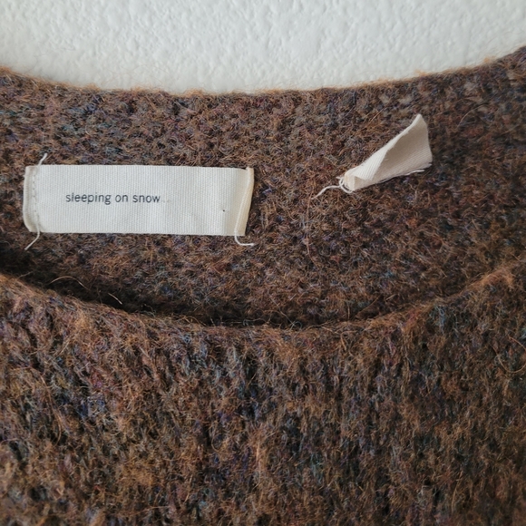 Anthropologie Sleeping on Snow Mohair Wool Sweater Brown Sparkle Flowy - Picture 3 of 9